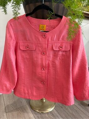 Ruby Rd. Coral Pink Women Button-Front Blazer